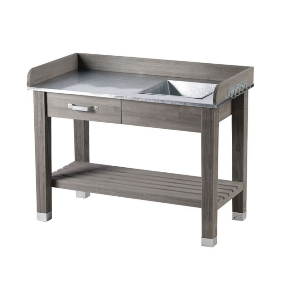Plant Table With Zinc Cover Table Top [OGDPI0371] BCONNECT TRADE